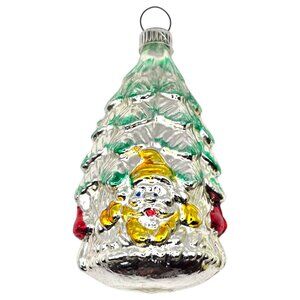 Vtg West Germany Merury Glass Christmas Tree Ornament 3.5" Ges Gesch Santa Face